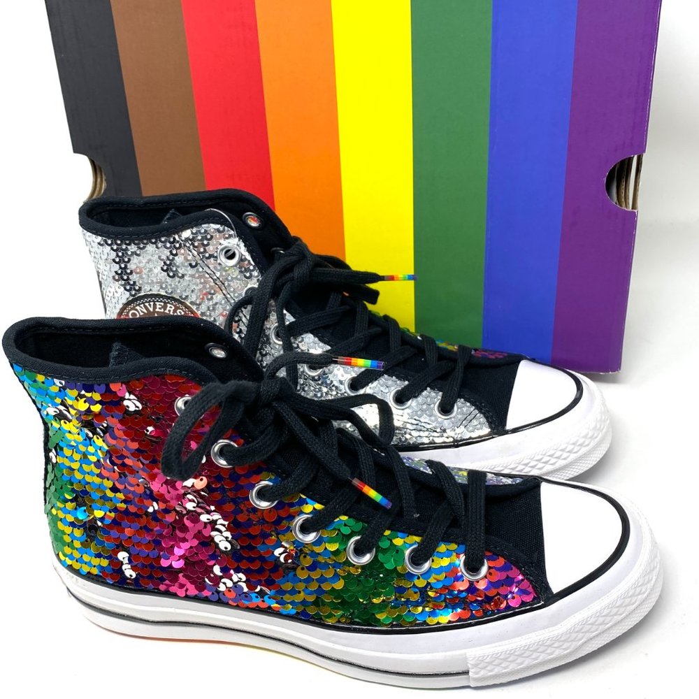 Converse CHUCK 70 High Sequins Multi Sneakers Women’s Size 167755C - Picture 6 of 9